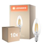 Opakowanie 10x Ledvance Classic LED E14 Świeca Włókno Przezroczysty 3.4W 470lm - 827 Bardzo Ciepła Biel | Zamienne 40W
