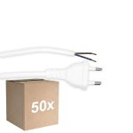 Opakowanie 50x Noxion Euro Kabel zasilający - C7 Europlug + Końcówki otwarte - Valkoinen 2m - 2 pole 0,75mm2