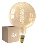 Opakowanie 6x Calex XXL Mega Złoty Globe LED E27 G200 Włókno 3W 250lm- 822 Bardzo Ciepła Biel | Ściemnianie